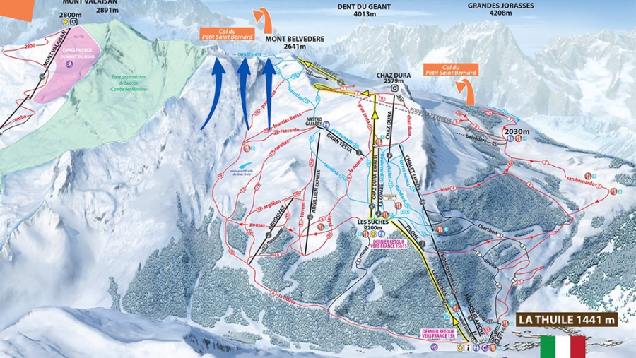 Locatie nieuwe Chardonett lift bij La Thuile.